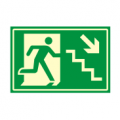 Saída de emergência, escada desce direita - Fotoluminescente